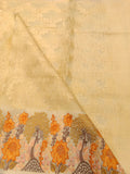 Cream Kota Tissue Saree with Embroidery Border | Buy Online — Manglam Banaras, Varanasi