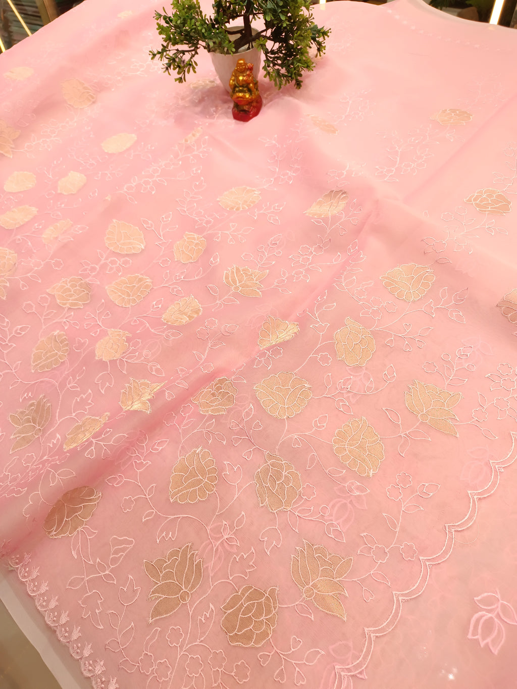 Floral Organza Saree | Banarasi Handwoven Organza Saree from Varanasi