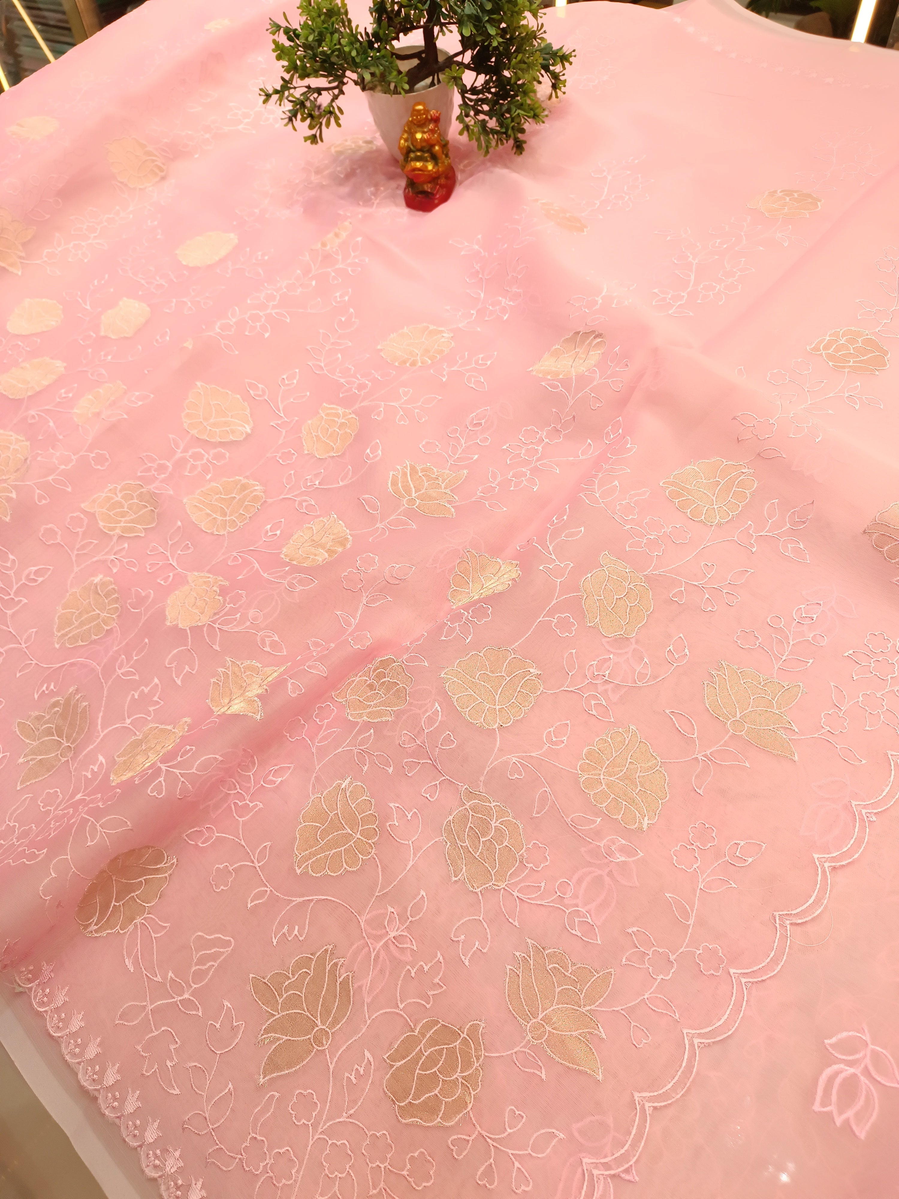 Floral Organza Saree | Banarasi Handwoven Organza Saree from Varanasi