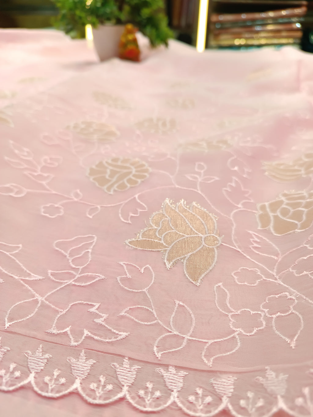 Floral Organza Saree | Banarasi Handwoven Organza Saree from Varanasi
