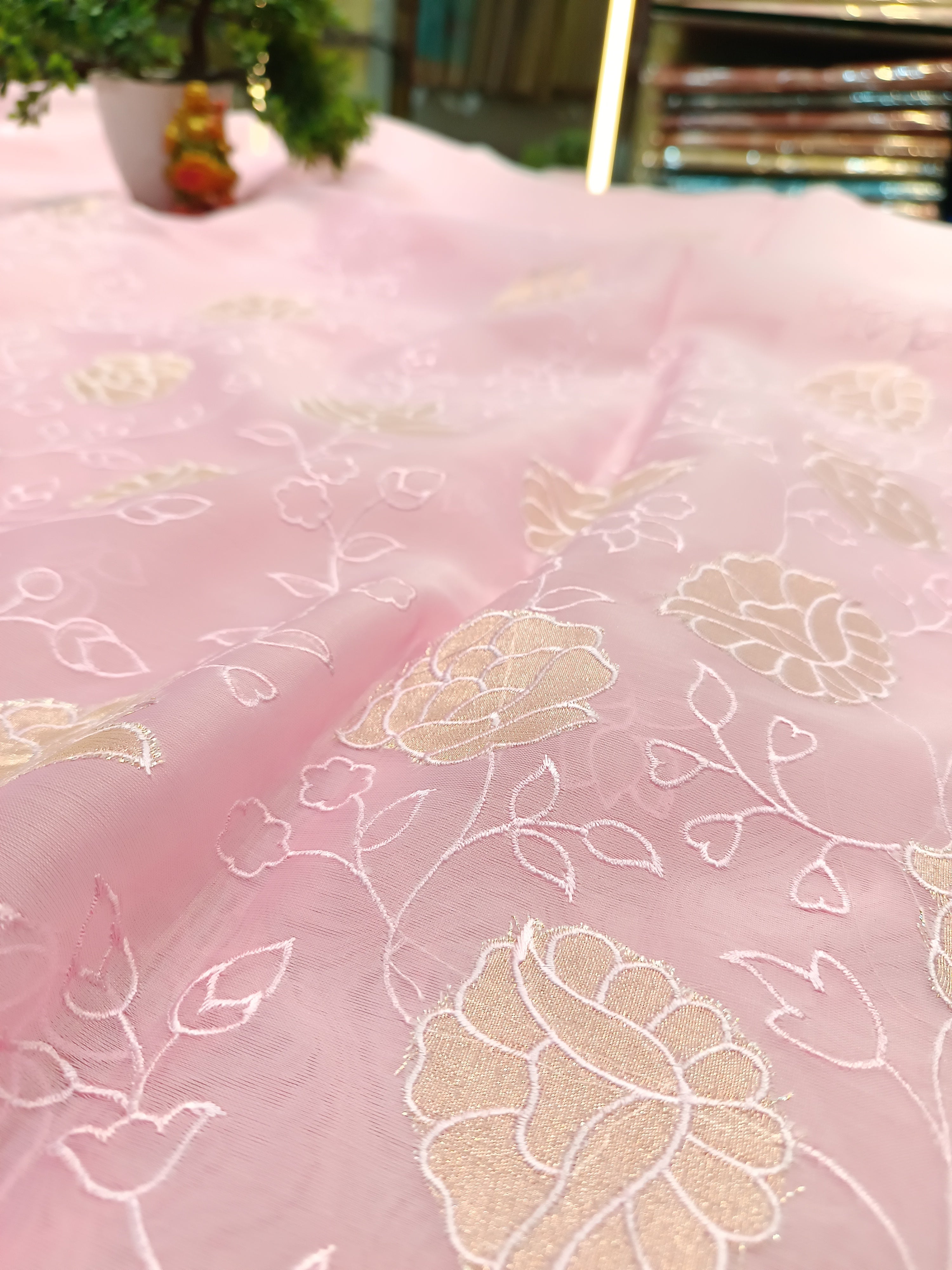Floral Organza Saree | Banarasi Handwoven Organza Saree from Varanasi