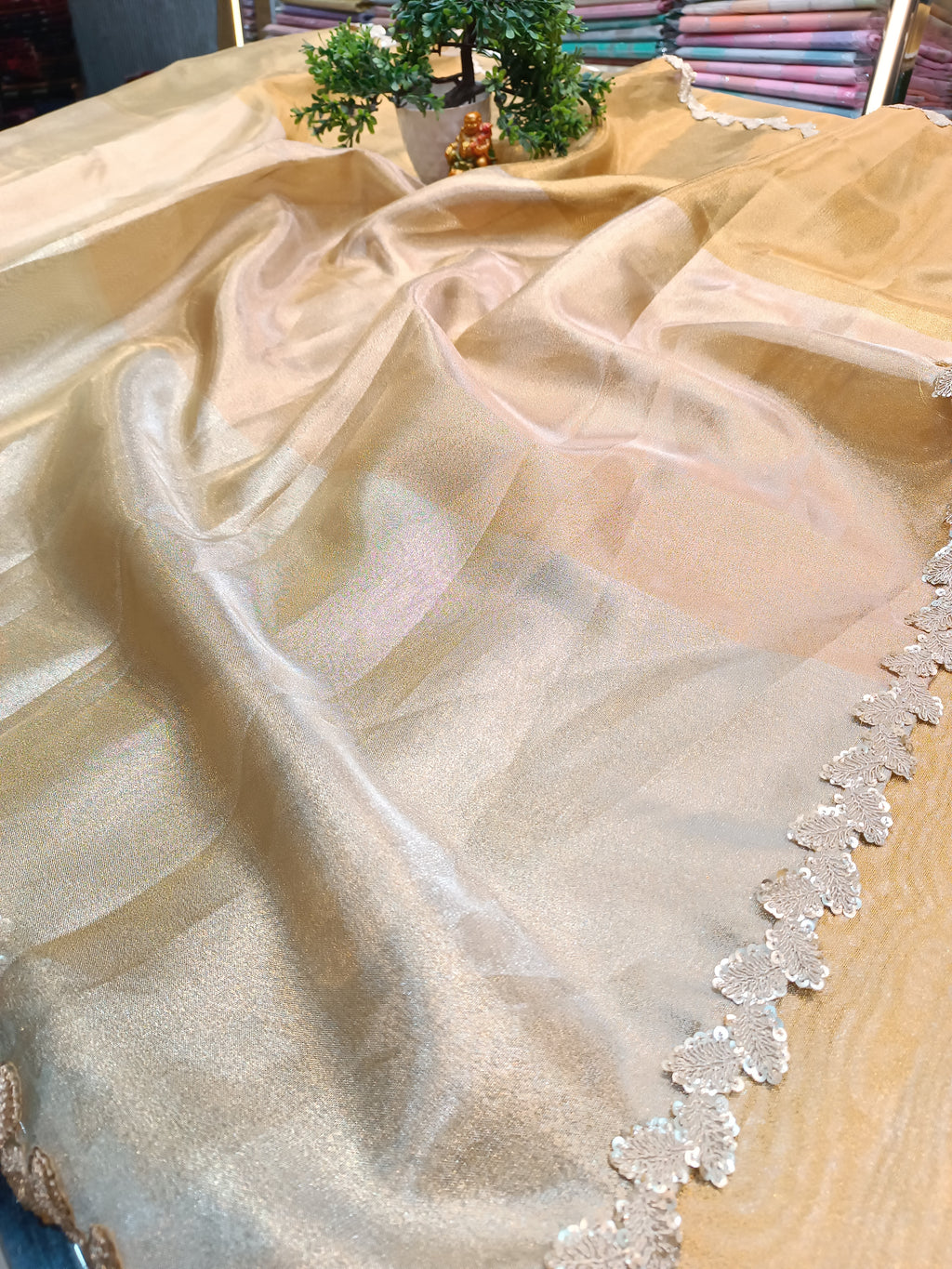 Golden Zari Tissue Silk Saree | Handwoven Banarasi Saree from Varanasi