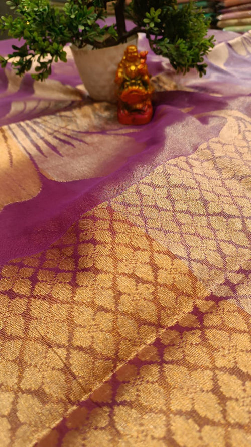 3 Shade Big Floral Tissue Silk Party Wear Saree | Manglam Banaras