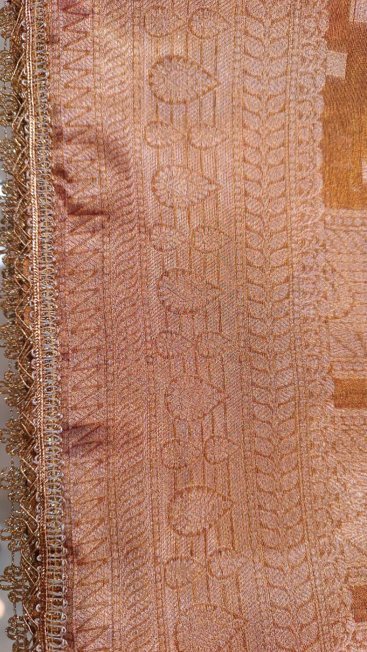 Bridal Tissue Silk Saree with Sunshade Pattern & Designer Border | Manglam Banaras