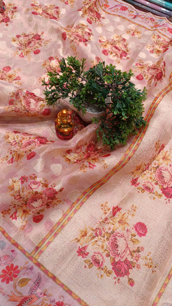 Digital Print Kota Tissue Saree | Manglam Banaras Varanasi