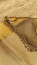 Golden Floral Tissue Silk Saree with Designer Border | Nita Ambani Inspired — Manglam Banaras