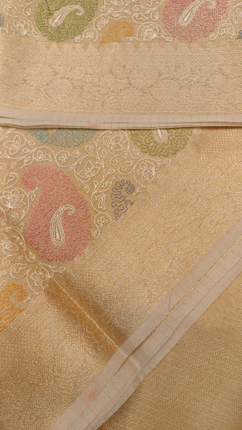 Banarasi Cherry Indira Kota Tissue Saree | Embroidery Collection — Manglam Banaras