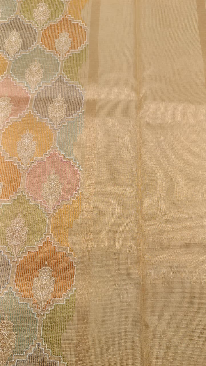 Banarasi  Indira Kota Tissue Saree | Embroidery Collection — Manglam Banaras