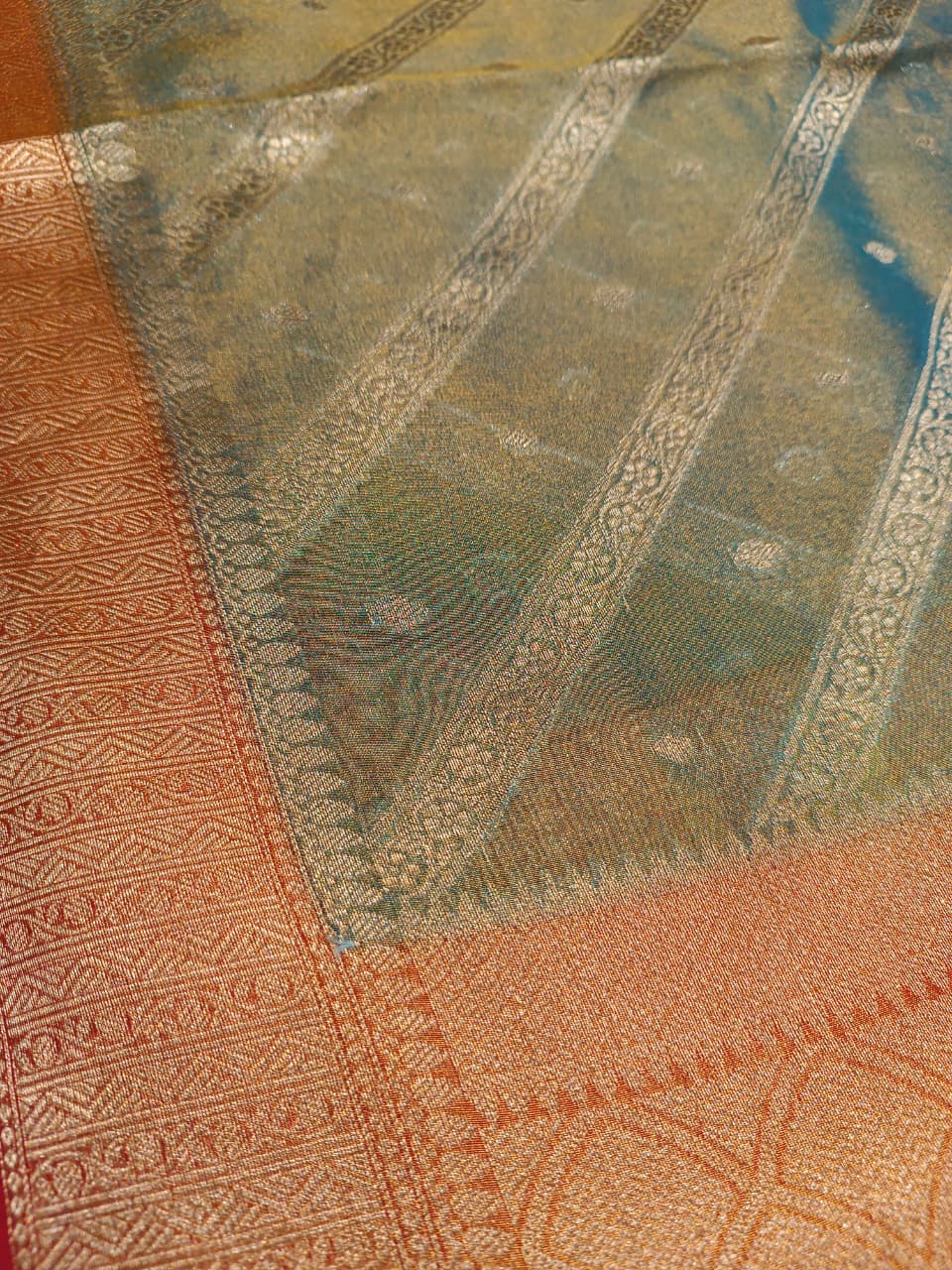 Leheriya Pattern Tissue Silk Saree with Booti | Festive Saree — Manglam Banaras Varanasi
