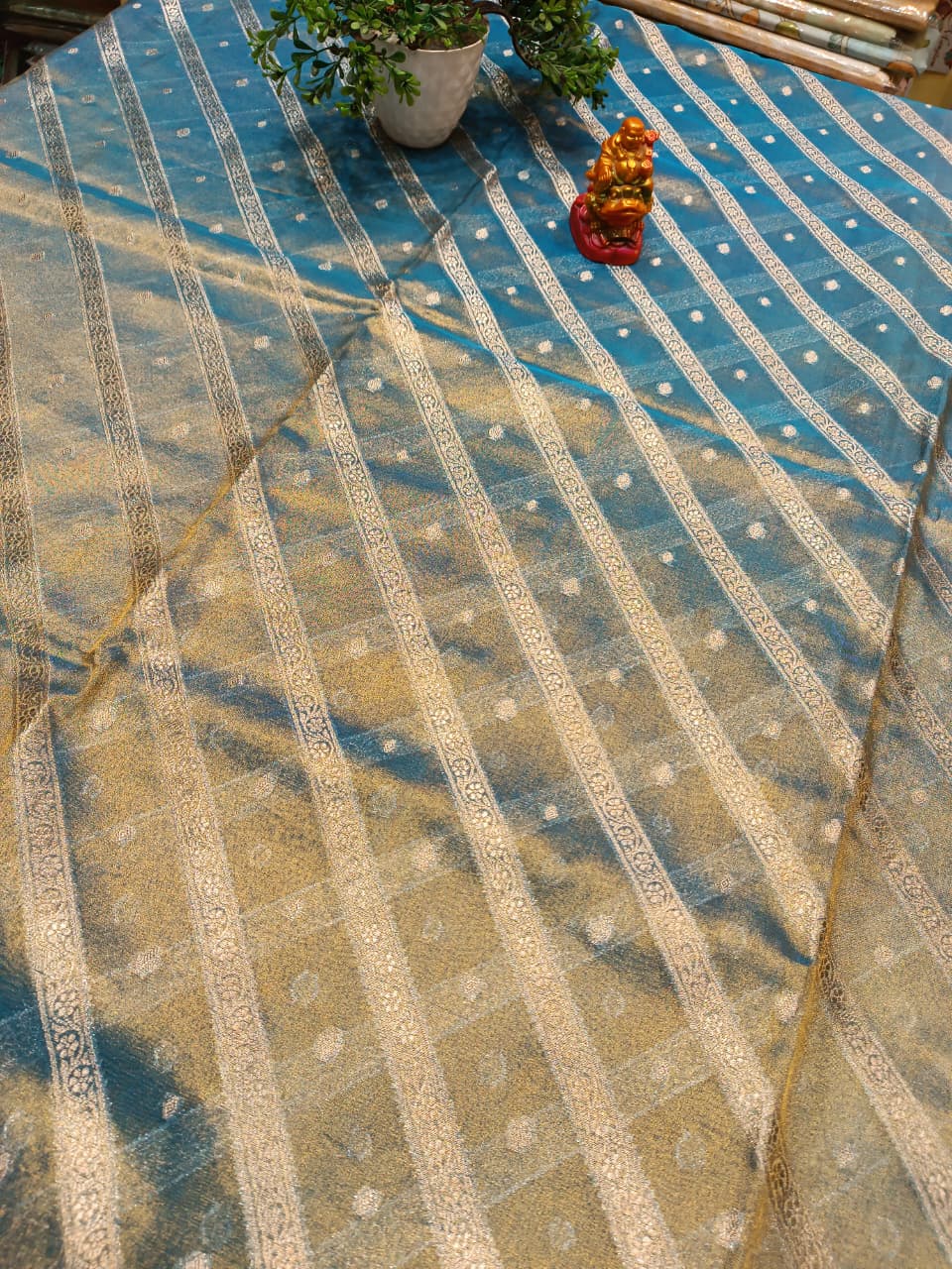 Leheriya Pattern Tissue Silk Saree with Booti | Festive Saree — Manglam Banaras Varanasi
