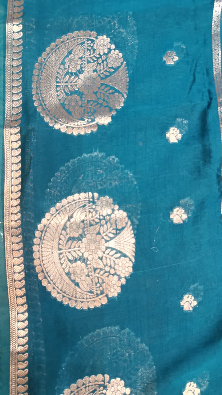 Blue Mango Silk Saree with Zari Weaving | Manglam Banaras Varanasi