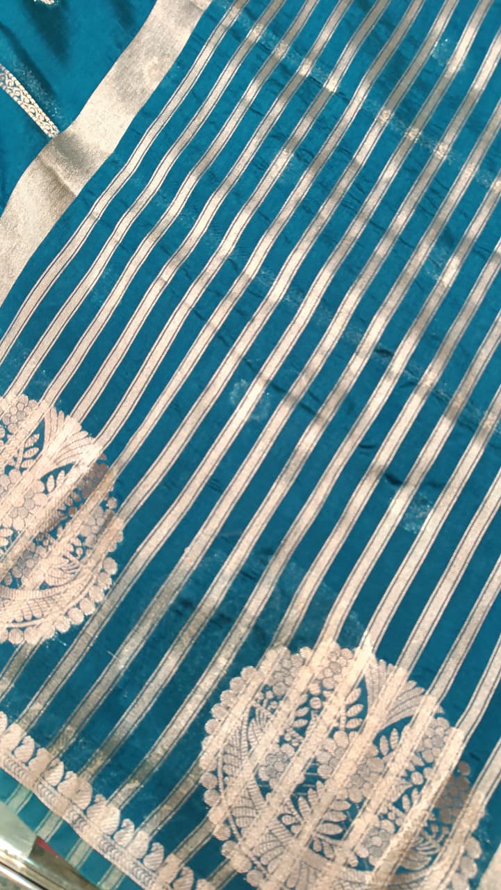 Blue Mango Silk Saree with Zari Weaving | Manglam Banaras Varanasi