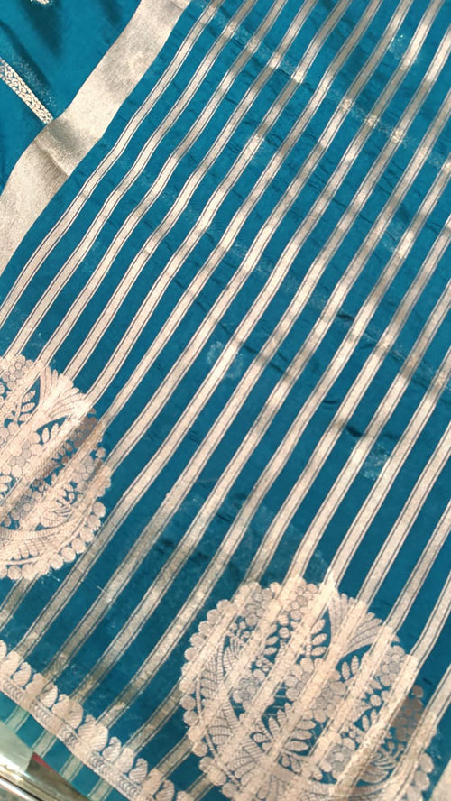 Blue Mango Silk Saree with Zari Weaving | Manglam Banaras Varanasi