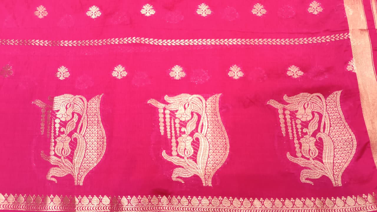Pink Mango Silk Saree with Zari Weaving | Manglam Banaras Varanasi