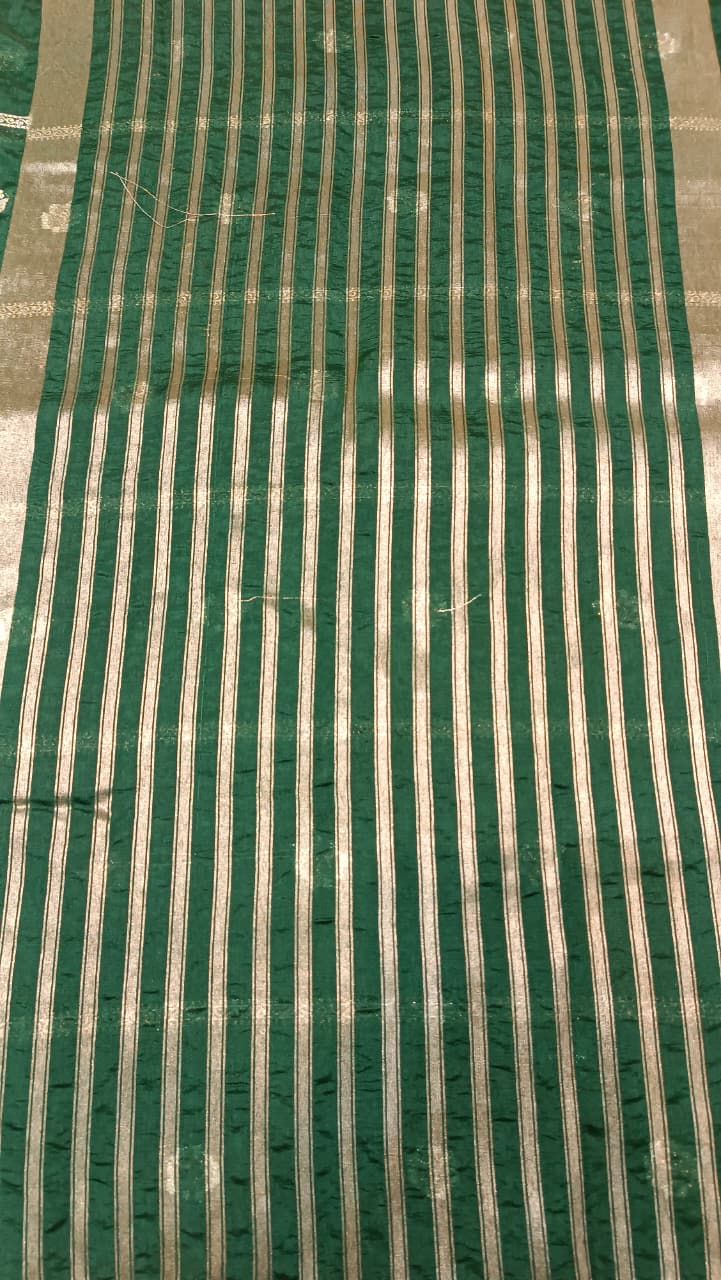 Green Mango Silk Saree with Zari Weaving | Manglam Banaras Varanasi