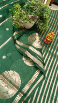 Green Mango Silk Saree with Zari Weaving | Manglam Banaras Varanasi