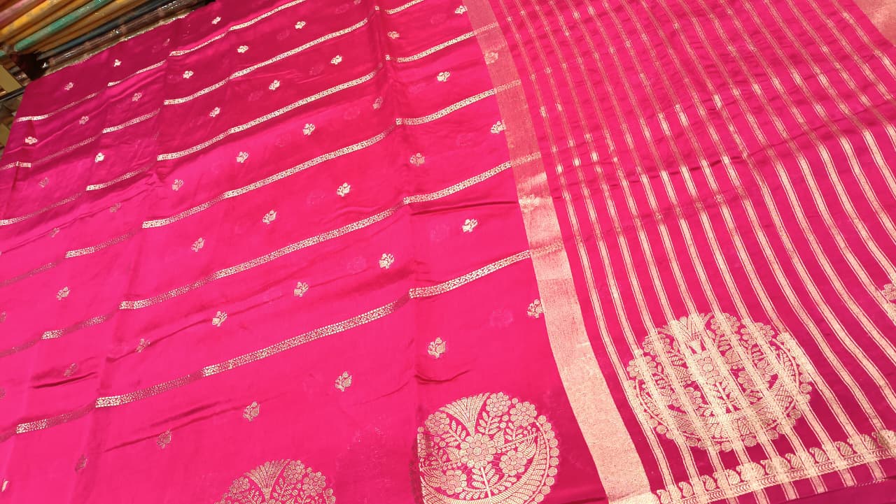 Pink Mango Silk Zari Saree | Festive & Wedding Wear — Manglam Banaras Varanasi