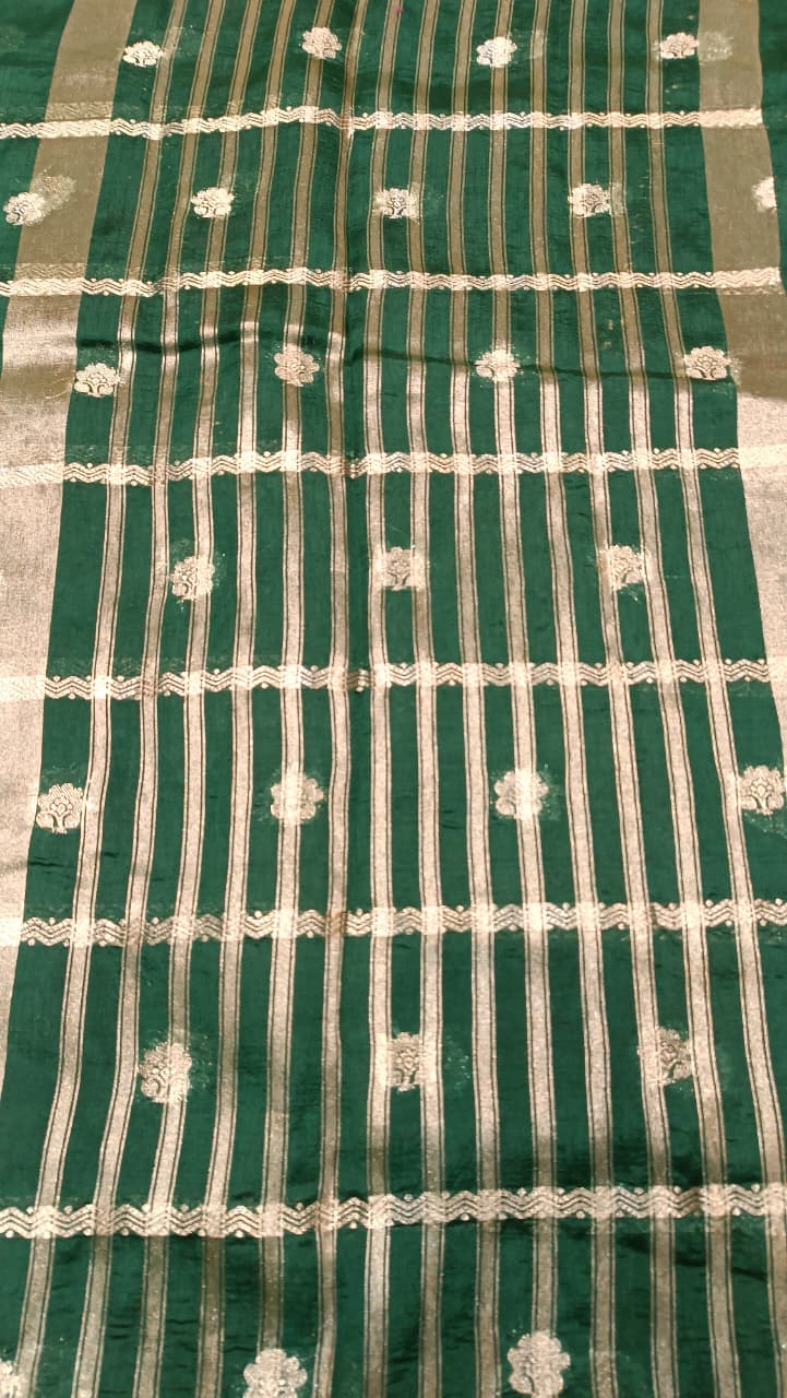 Green Mango Silk Zari Saree | Premium Festive Wear — Manglam Banaras Varanasi