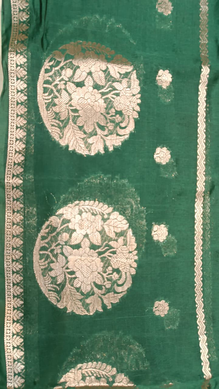 Green Mango Silk Zari Saree | Premium Festive Wear — Manglam Banaras Varanasi