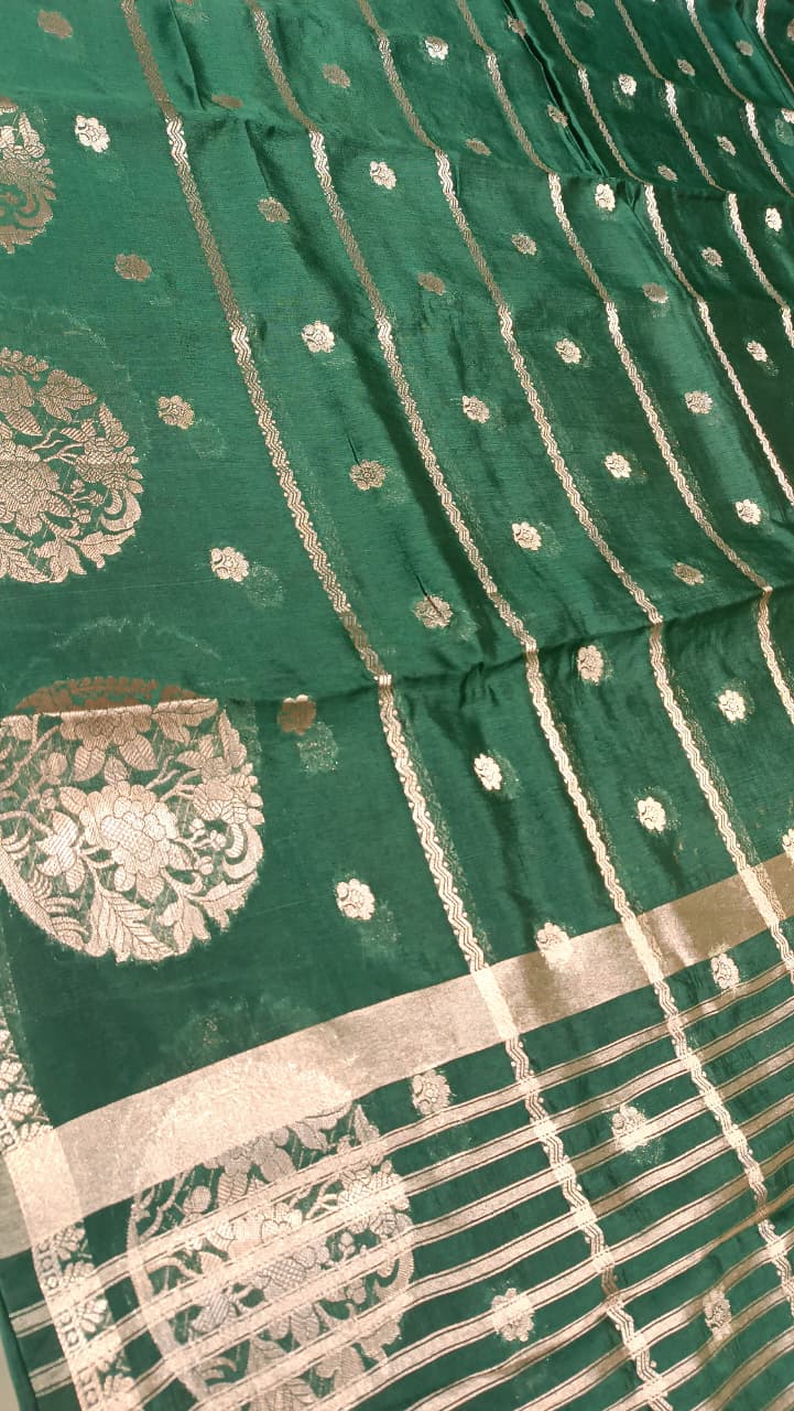 Green Mango Silk Zari Saree | Premium Festive Wear — Manglam Banaras Varanasi