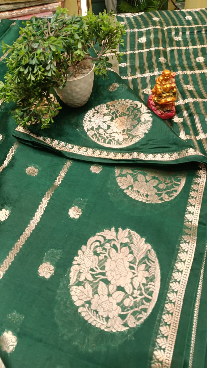 Green Mango Silk Zari Saree | Premium Festive Wear — Manglam Banaras Varanasi