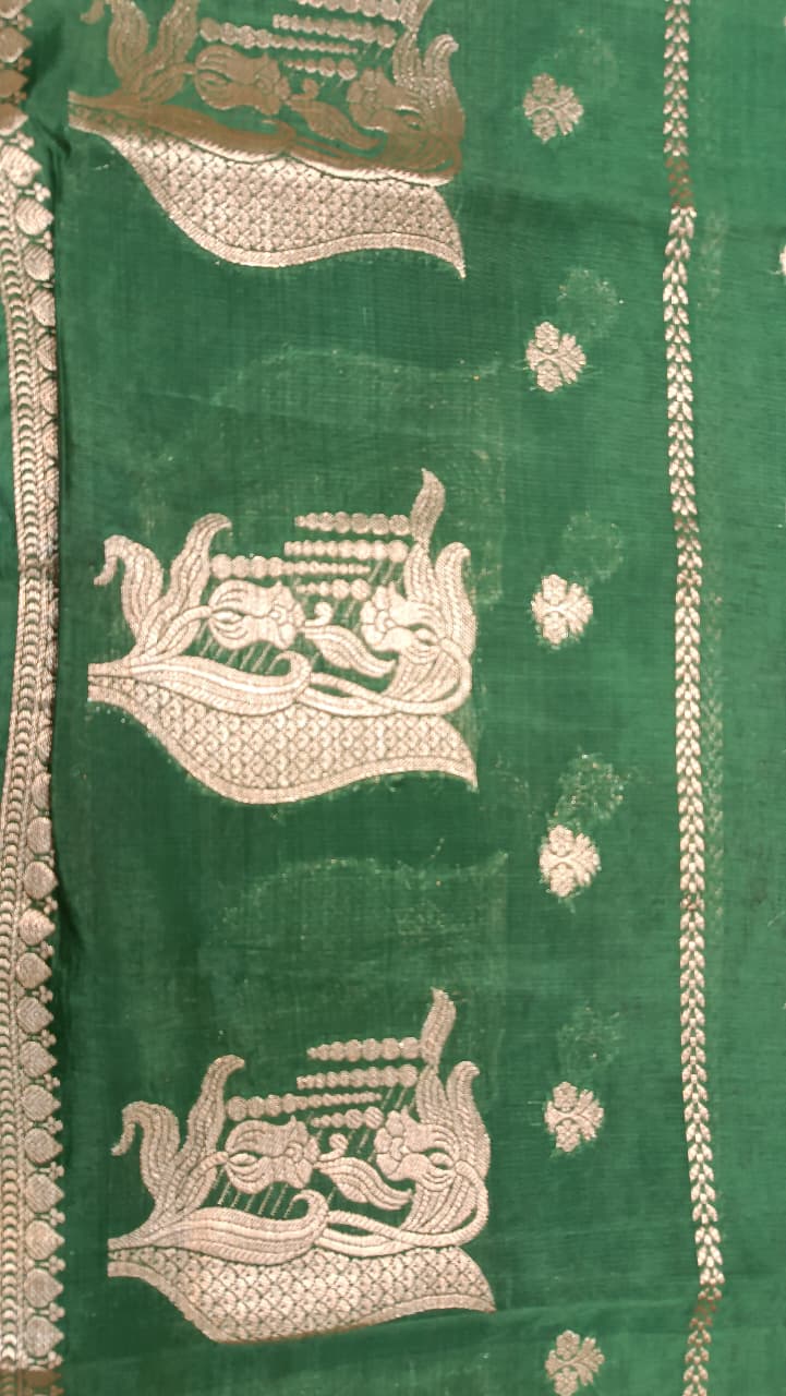 Emerald Green Mango Silk Saree with Zari | New Collection — Manglam Banaras Varanasi
