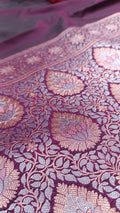 Purple Banarasi Silk Saree | Golden Silver Zari with Heavy Blouse Work — Manglam Banaras