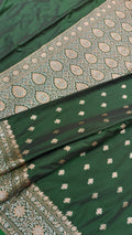 Green Banarasi Silk Saree | Golden Silver Zari with Heavy Blouse Work — Manglam Banaras