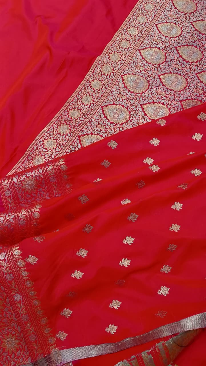 Red fabric with gold embroidery