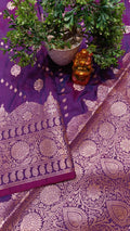 Majestic Purple Banarasi Katan Silk Saree with Silver Zari Heavy Aanchal