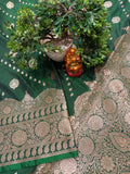 Emerald Green Banarasi Katan Silk Saree with Silver Zari Heavy Aanchal
