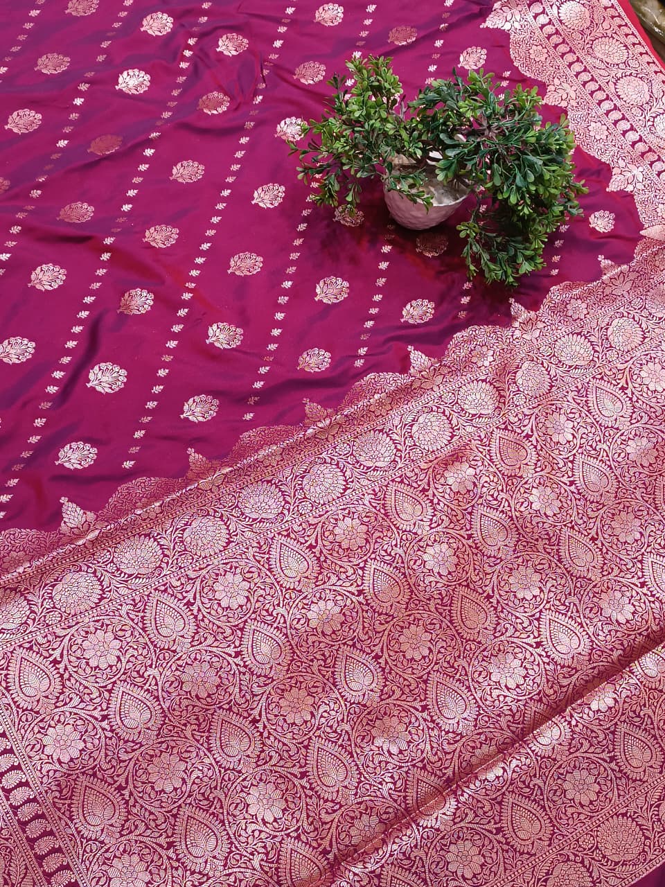 Lavender Banarasi Katan Silk Saree with Silver Zari Heavy Aanchal