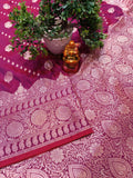 Lavender Banarasi Katan Silk Saree with Silver Zari Heavy Aanchal