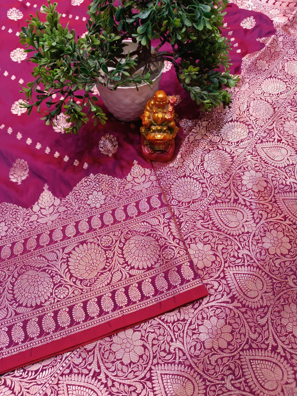 Lavender Banarasi Katan Silk Saree with Silver Zari Heavy Aanchal