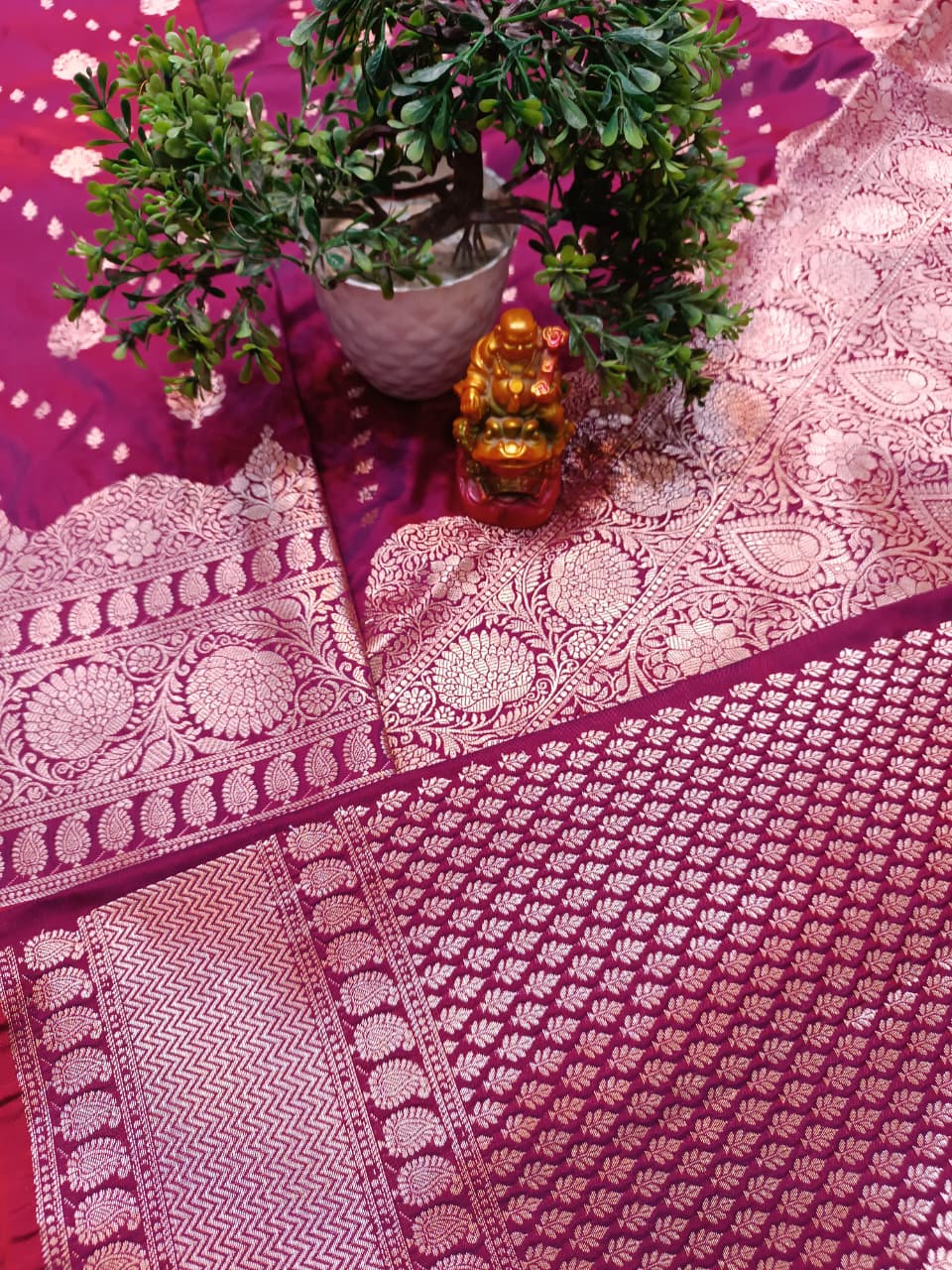 Lavender Banarasi Katan Silk Saree with Silver Zari Heavy Aanchal