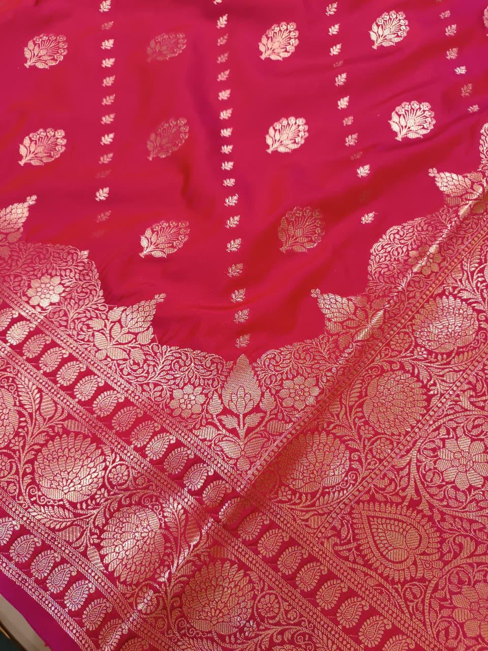 Red Banarasi Silk Saree with Golden Zari Heavy Aanchal