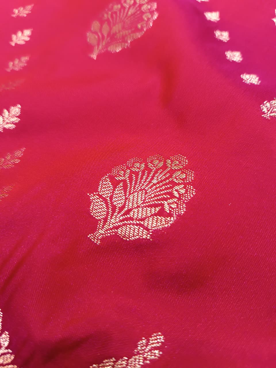 Red Banarasi Silk Saree with Golden Zari Heavy Aanchal