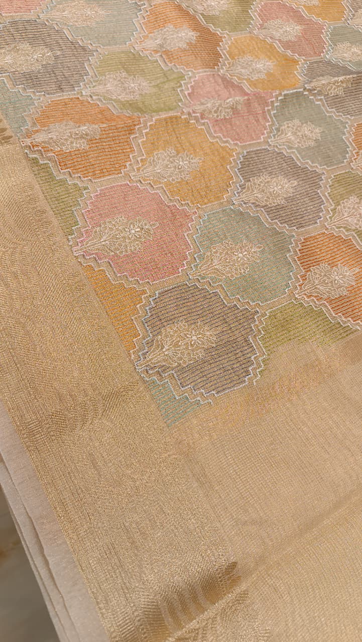 Banarasi  Indira Kota Tissue Saree | Embroidery Collection — Manglam Banaras