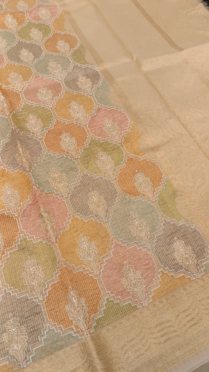 Banarasi  Indira Kota Tissue Saree | Embroidery Collection — Manglam Banaras