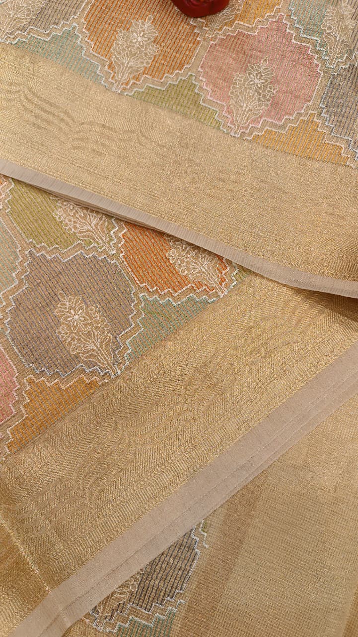 Banarasi  Indira Kota Tissue Saree | Embroidery Collection — Manglam Banaras