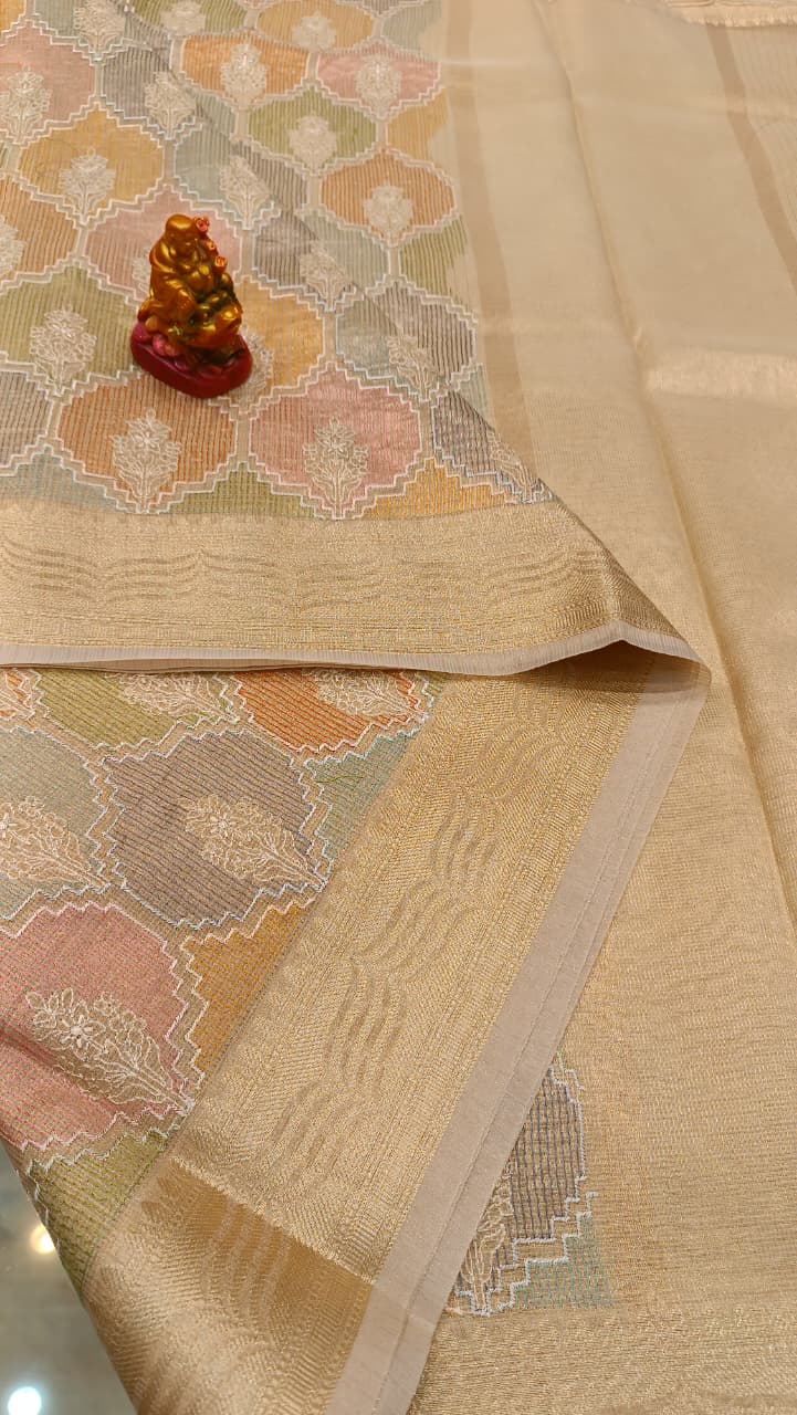 Banarasi  Indira Kota Tissue Saree | Embroidery Collection — Manglam Banaras